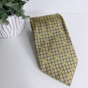 NWOT Paul Fredrick Men's Silk Necktie Gold Geometric 3 7/8" X 55 1/2" Workwear